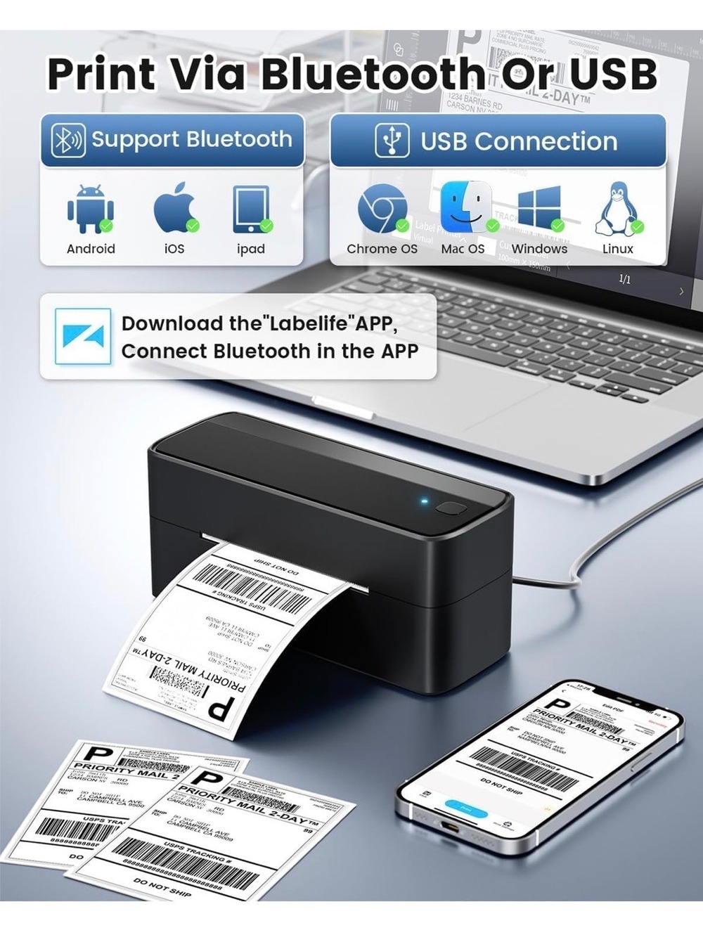 Phonemo Bluetooth Shipping Label printer VGC - Picture 4 of 9